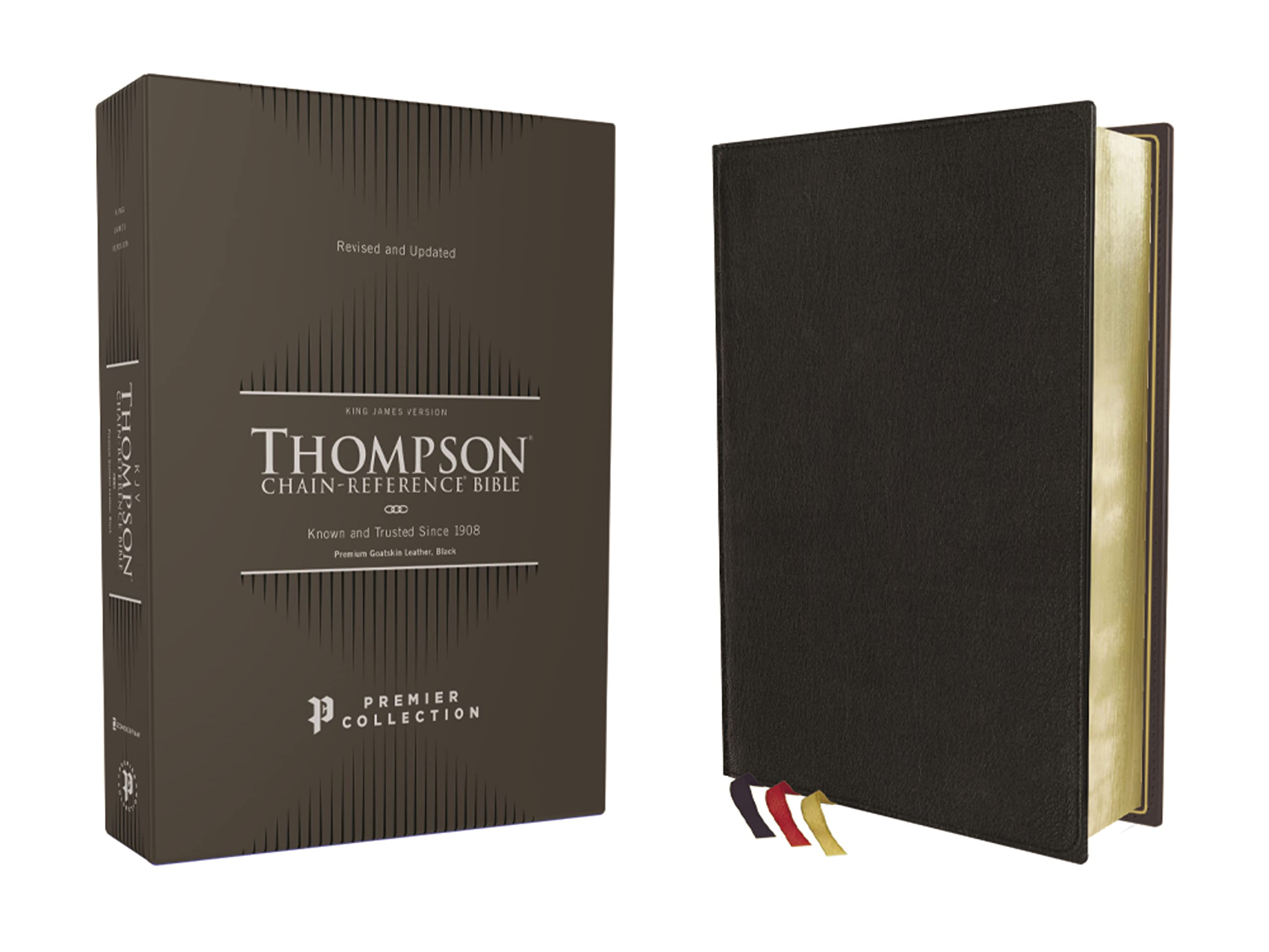 KJV, Thompson Chain-Reference Bible, Premium Goatskin Leather, Black, Premier Collection, Art Gilded Edges, Black Letter, Comfort Print KJV, Thompson Chain-Reference Bible, Premium Goatskin Leather, Black, Premier Collection, Art Gilded Edges, Black Letter, Comfort Print Leather Bound