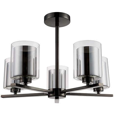 Pagazzi Blyth 5 Light Semi Flush Ceiling Light Black Pearl Ple1816