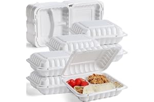 YANGRUI To Go Containers, Shrink Wrap 55 Pack 8 Inch 34 OZ Meal Prep Container BPA Free Microwave Freezer Safe Plastic Hinged Clamshell Take Out Containers