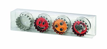 RBV Birkmann 143913 Linzer-Set, 4tlg. in PET-Box 3 Löcher, Smiley, Herz und Außenring