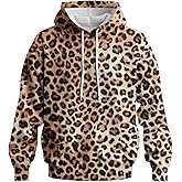 BEYFSJIRI Leopard Print Hoodie for Men Cheetah Printed Hooded Streetwear Hip Hop Pullover Y2K Sweatshirt