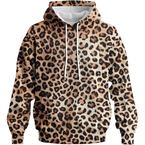 Dalicoter Mens Long Sleeve Sweatshirt Crewneck Leopard Print