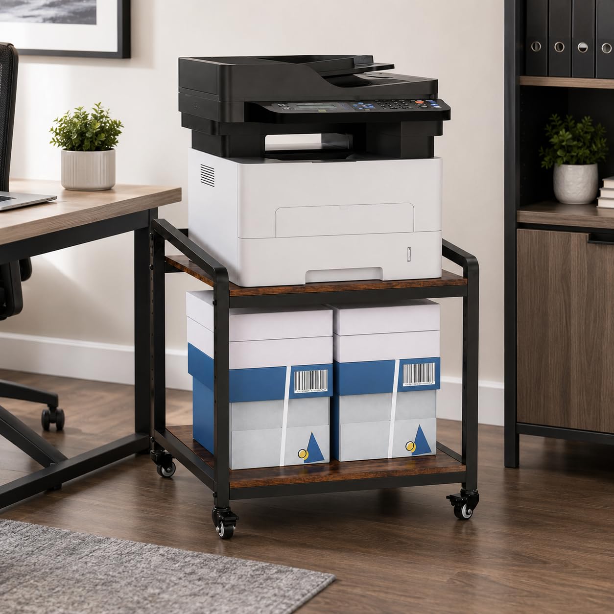 TRUSOON Large Printer Stand for Home Office, 21.6"x21.6"x23"