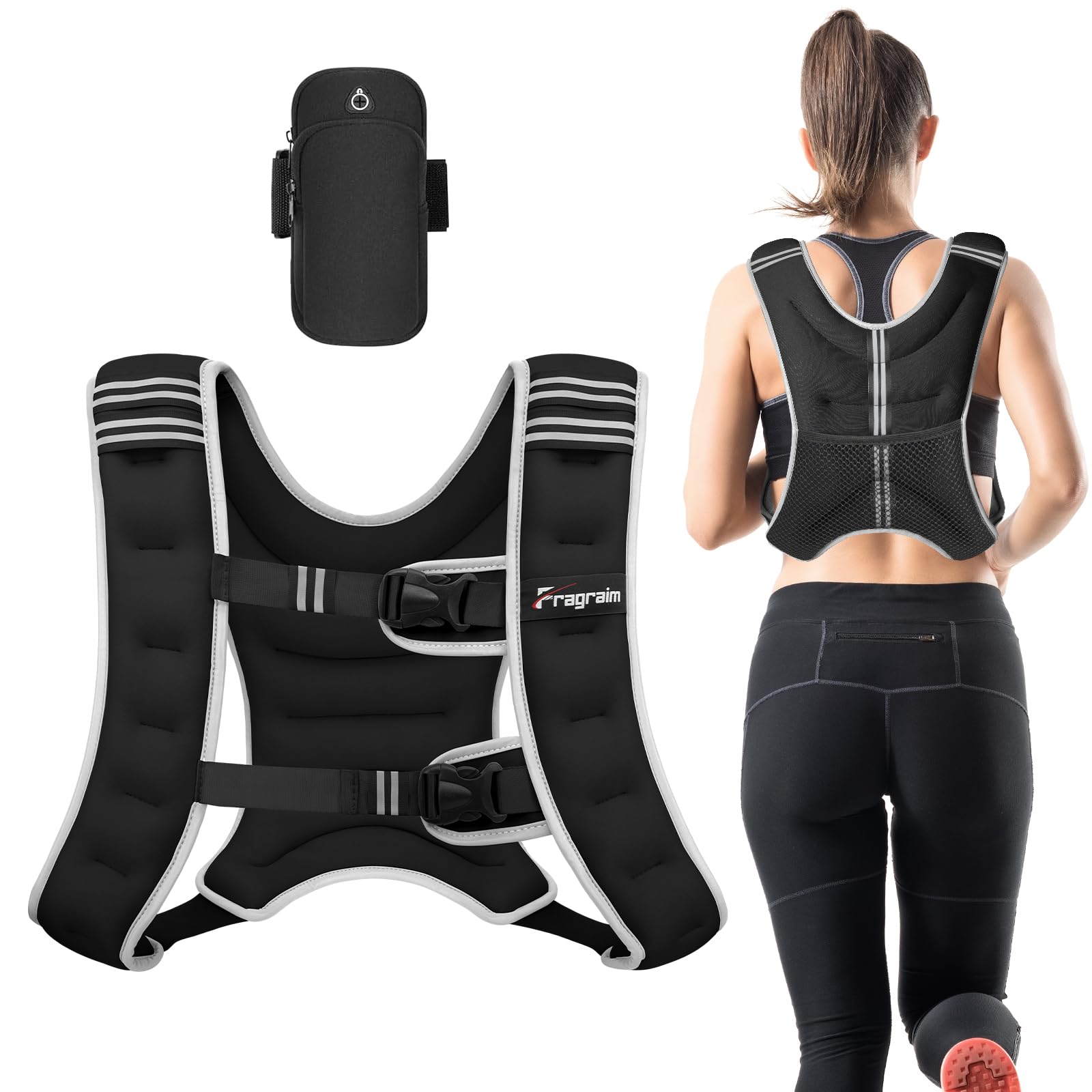 Photo 1 of ***PINK*** Fragraim Weighted Vest for Women Men - 22lb Weight Vest with Reflective Stripe, Detachable Phone Pouch, Ideal for Walking, Strength Training, Running, Workout, Cardio and Weight Loss