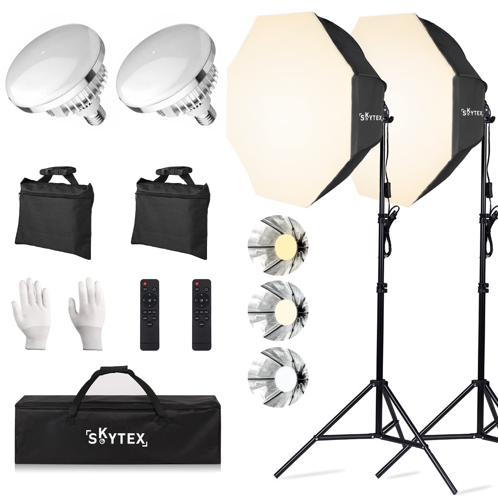 Photo 1 of Skytex Octa Softbox Lighting Kit(2pack), Skytex 20x28in Octa Soft Box|135W 2700-6400K E27 LED Bulb Continuous Photography Lighting, Photo Studio Lights Equipment for Camera Shooting, Video Recording