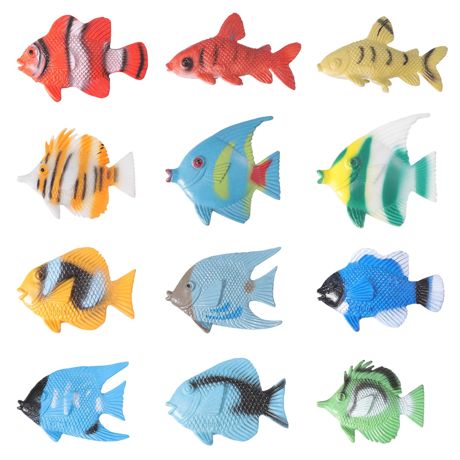 STOBOK 12pcs Tropical Fish Figure Play Set Mini Sea Ocean Animals Plastic Vivid Simulation Fish Toys for Kids Learning Educational Toys Party Favors Landscape Aquarium Decorations