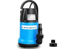 LINGXIAO Sump Pump 1/3 HP Submersible Water Pump for Pool Draining, Hot Tub, Thermoplastic Portable Utility Pump High Flow Water Removal - 10 FT Cord