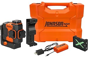Johnson Level & Tool JLN300-GN3360 Laser Level, Self Leveling, 3x360° Plane Laser with GreenBrite® Technology, Magnetic Base, Hard-shell Carry Case, Lithium Ion Battery, Magnetic Target, Track Mount