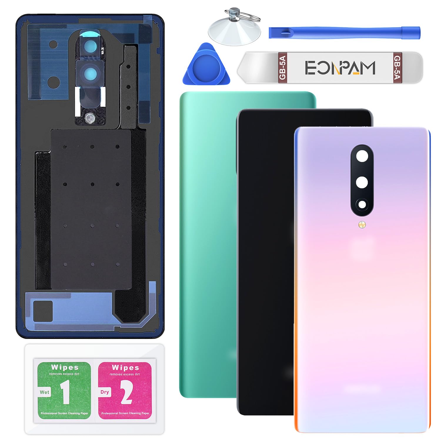 Eonpam Back Cover Glass for oneplus 8 Rear Housing Replacement with Camera Lens + Repair Tool Kit Genuine Rear Glass（Glow）