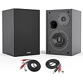 BESTISAN 4 Inch Powered Bookshelf Speakers with Deep Bass, Bluetooth 5.0 Studio Monitor Speakers, 2.0 Neared Field Audio Speakers with 2 RCA Line Input, Set of 2 Black-New Model