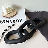 Wood Chain Link Decor3 Link Chain Decoration Pine Wood Carved Modern Home Decoration Used for Farmhouse Decoration Living Room Bedroom Bookcase Porch Decoration (A)
