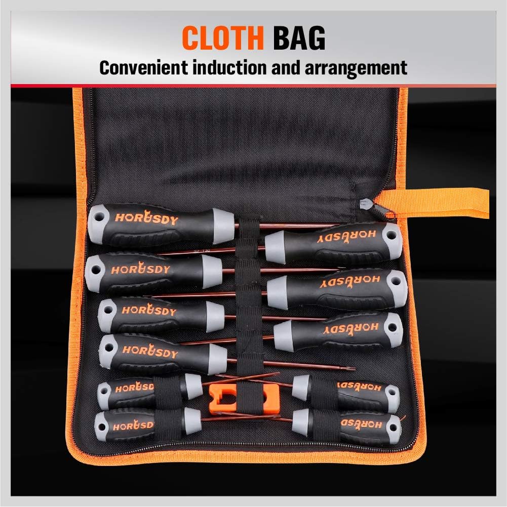 HORUSDY 12-Piece Magnetic Torx Screwdrivers Set, S2 T6 - T40 Star Screwdrivers Set, (T10 - T40) Security Tamper Proof: Home Improvement