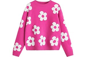 SHENHE Girl's Casual Flower Print Crewneck Long Sleeve Pullover Sweater Jumper Tops