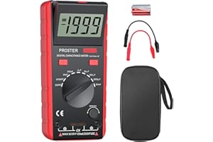Proster Digital Capacitance Meter 200pF-20mF Meter Capacitor Handheld Multimeter Tester for Beginner with Rotable LCD Display