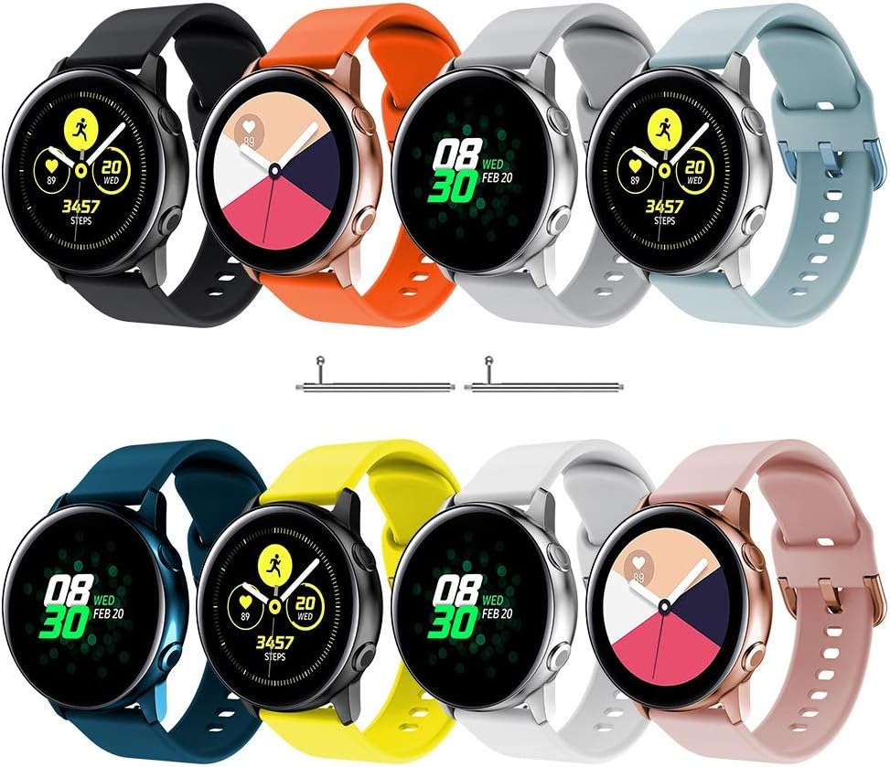 Junboer Compatible with Samsung Galaxy Active 2 44mm 40mm Bands, Galaxy Watch Active Bands, Galaxy Watch 42mm bands, 20mm Soft Silicone Sports Wristband Replacement Straps for Women Men