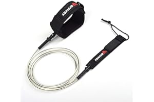 Abahub Premium Surfboard Leash, 6/7/8/9/10 ft, Straight Surf Board Leashes, 6/7mm Legrope Strap for Shortboard, Longboard