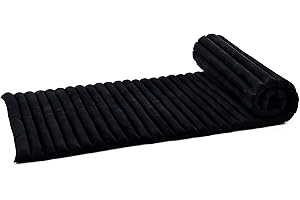 Leewadee - Foldable Floor Mattress - Japanese Roll Up Futon -Trifold Tatami Mat- Guest Floor Bed - Camping Mattress - Thai Massage Mat, Kapok Filled, 75 x 28 inches, Black