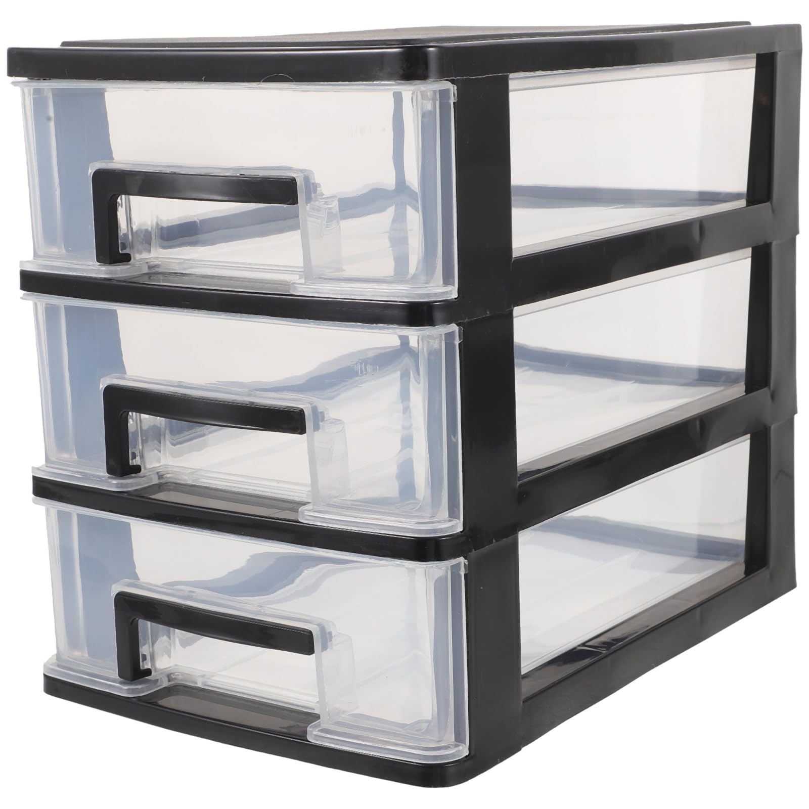 Angoily Plastic Drawers Three- Layer Storage Drawers - Portable Drawers Organizer - Transparent Kitchen Pantry Storage Cabinet Multifunction Drawers for Home Office（8.5x6.0x7.6inch)
