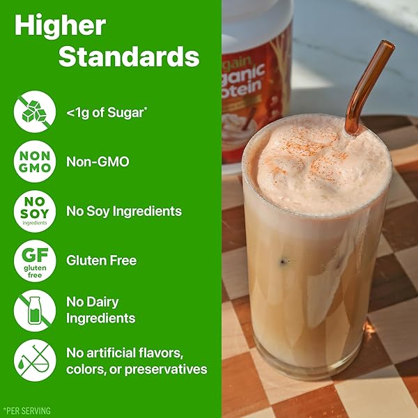 ORGAIN ORGANIC VEGAN PROTEIN POWDER, PUMPKIN SPICE SEASONAL FLAVOR – 21G OF PLANT PROTEIN, 5G PREBIOTIC FIBER, NO LACTOSE INGREDIENTS, NO ADDED SUGAR, NON-GMO, FOR SHAKES & SMOOTHIES, 1.02 LB