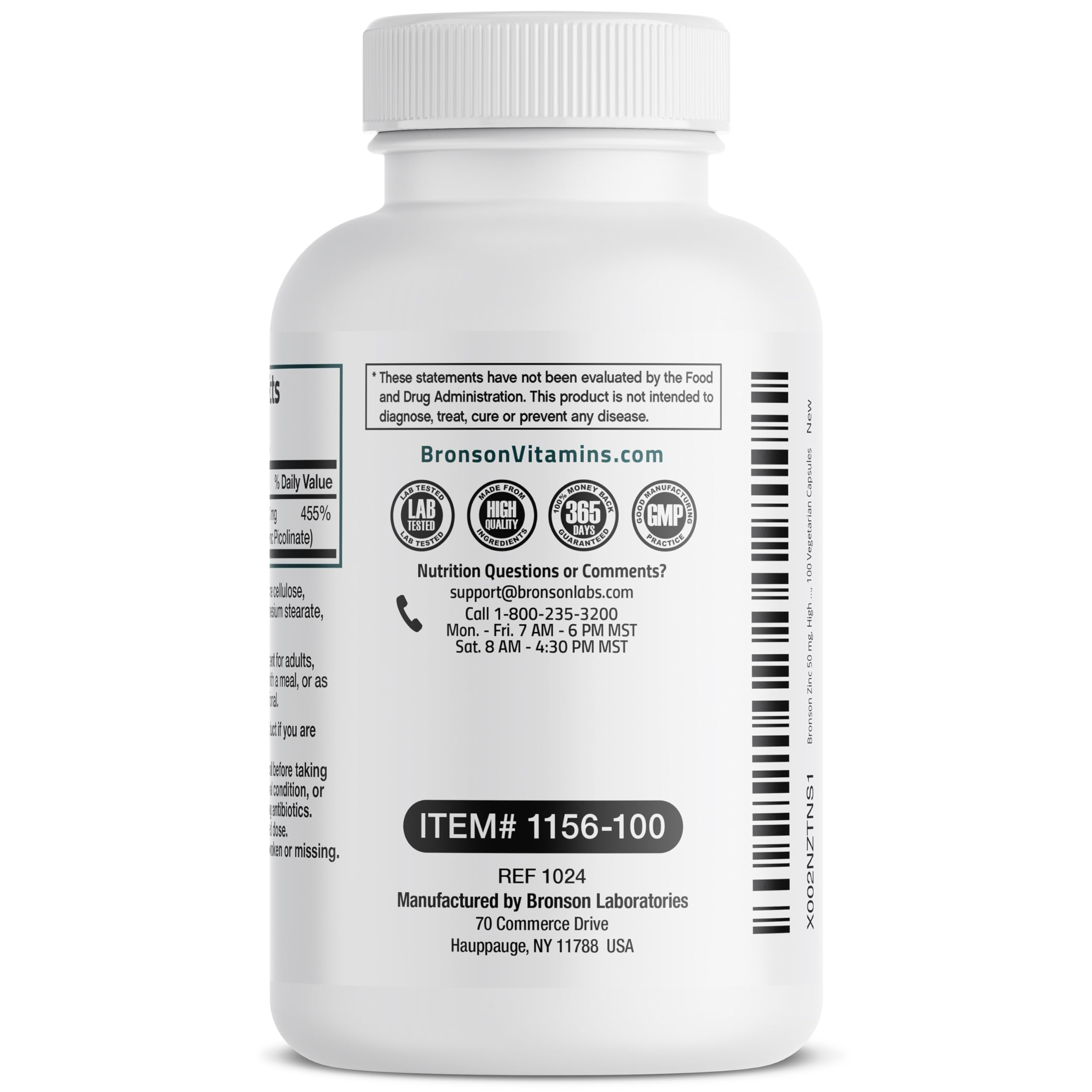 Bronson Zinc 50mg Complex High Potency Immune Support Supplement & Antioxidant and Skin Health - Non GMO, 100 Vegetarian Capsules