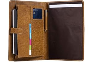 Leather business portfolio business personal organiser folder full grain leather padfolio by KomalC (Yellow Tan)