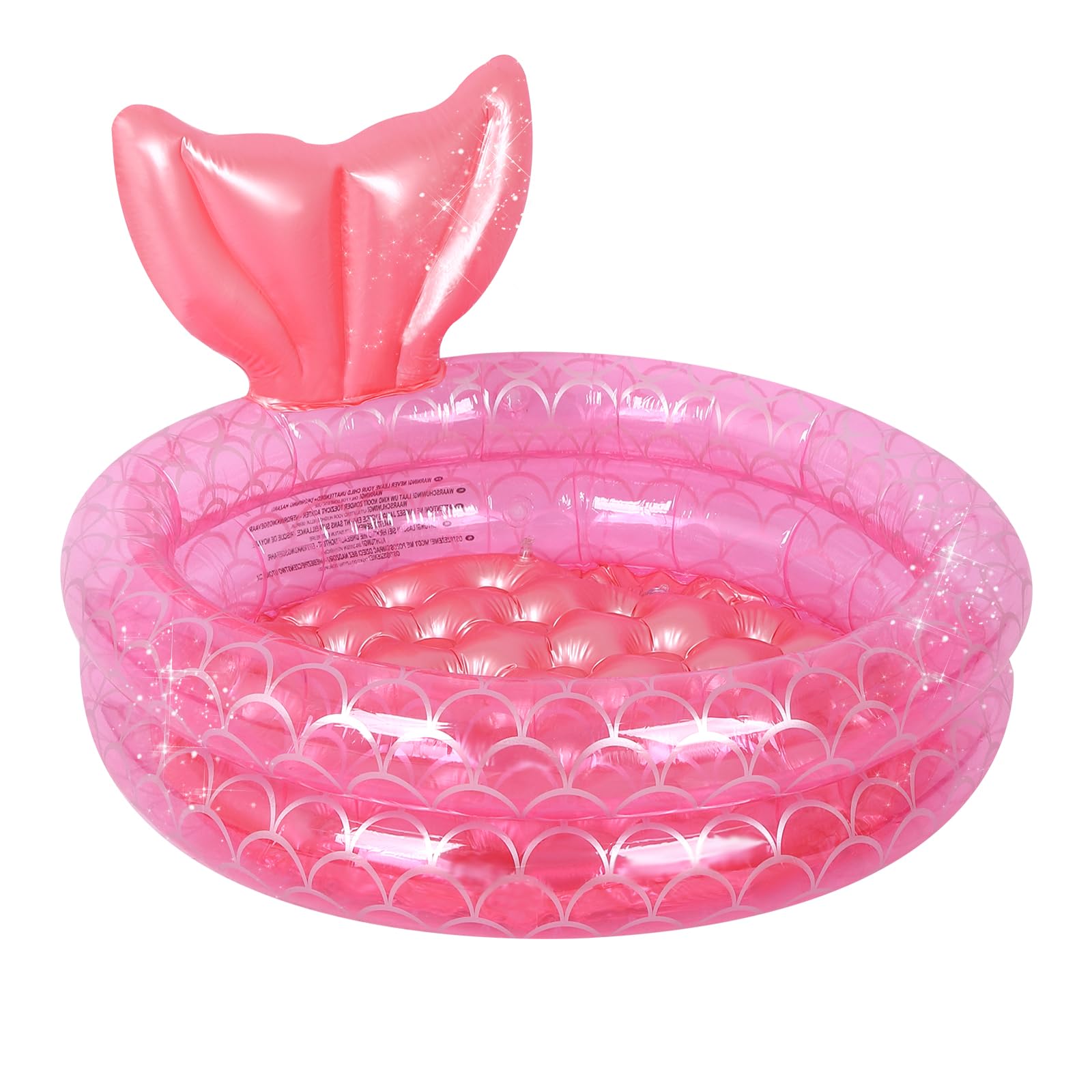 Mermaid Tail Shaped Inflatable Paddling Pool for Kids, Baby Swimming Pool, Floating Ring With Safety Bubble Bottom, for Indoor Outdoor Girls Boys Garden Backyard