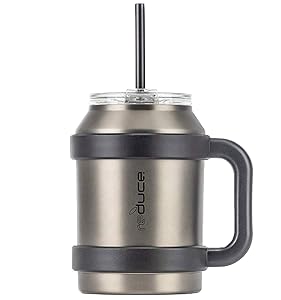 Reduce Cold1 50oz Stainless Steel Tumbler With Straw, Lid and Easy-Carry Handle – Large Insulated Mug for Hot and Cold Drinks, 36 Hours Cold – Sweat-Proof Body, BPA Free – Charcoal