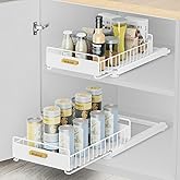 HOMEAILIE Under Sink Organizer, 2 Packs Under Sink Organizers and Storage, Slide Out Pull Out Cabinet Organizer Shelf with Metal Drawers for Kitchen Bathroom Pantry, White