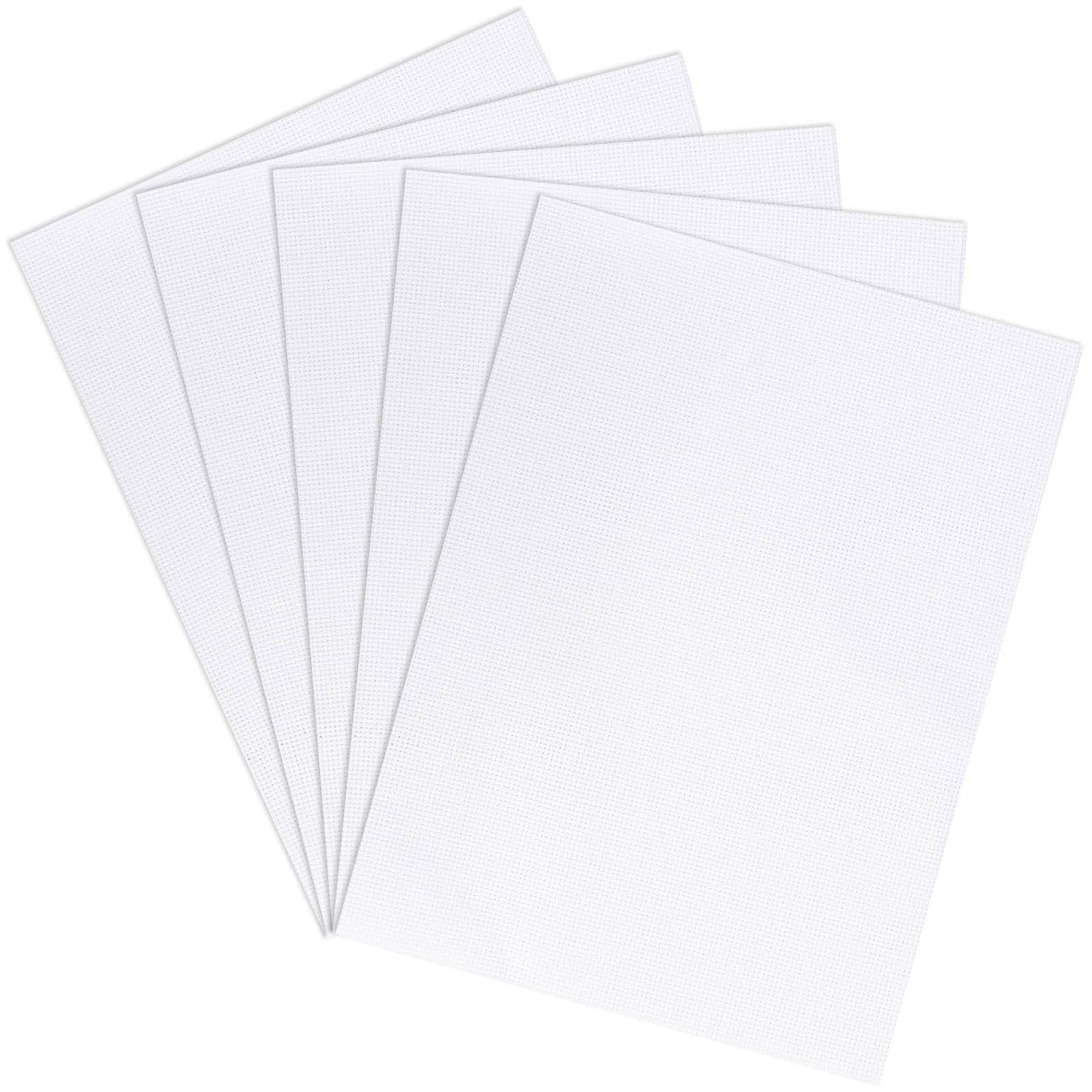 Aida Cloth 14 Count Cross Stitch Fabric,12×18inch,5Pcs (White)