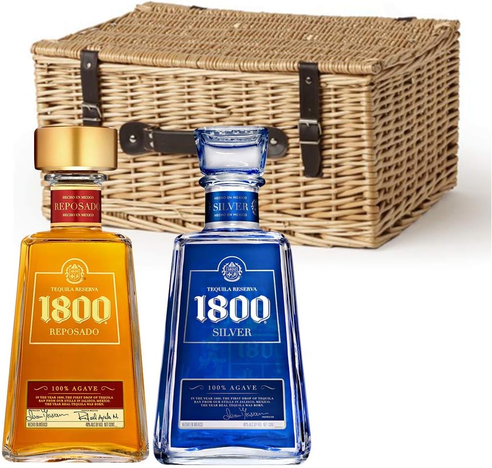1800 Tequila Silver & Reposado in Wicker Gift Hamper