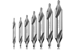 KEWAYO 7Pcs HSS 60° Center Drill & Countersink Bit Set - Combined Lathe/Mill Tool for Metalworking, Precision Hole Drilling -