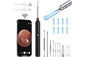 Ear Wax Remover, Ear Cleaner Ear Wax Removal Kit, Wireless Otoscope, 1296P HD Endoscope with 6 LED Lights for iPhone, iPad & 