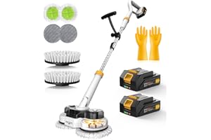 qimedo 800RPM Cordless Electric Mop, 6000mAh Battery Electric Power Scrubber & Mops for Floor Cleaning, Best Automatic Spin Mops with Smart Display,Rotating Mop with LED Light & Water Spray