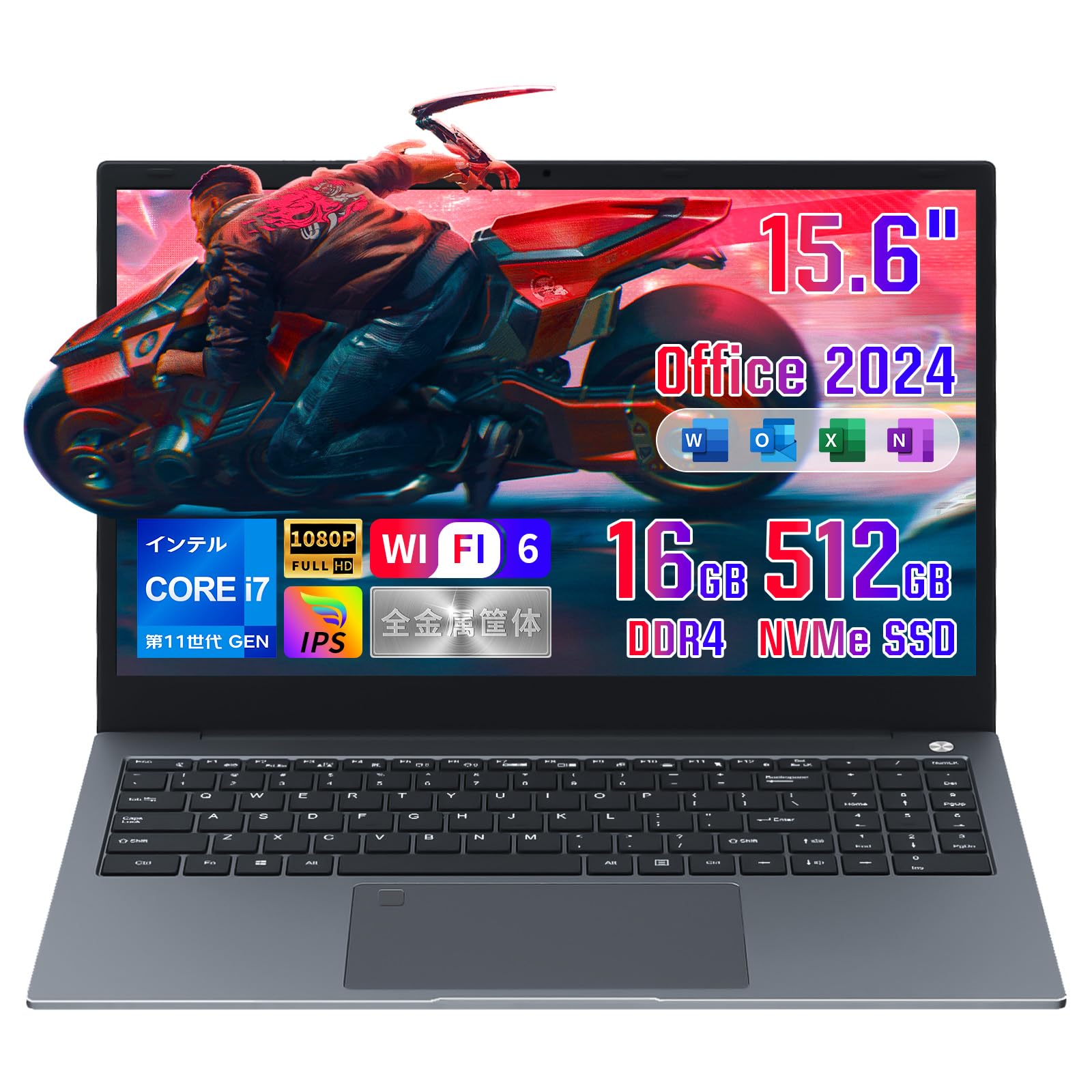 SERYUB ノートパソコン Core i7 第11世代Core i7-1165G7/Office 2024搭載 15.6インチ laptop/Windows11pro対応/ DDR4 16GBメモリ/NvMe 高速512G SSD/全金属筐体/wifi 6/指紋認証/無線マウス付き/在宅勤務・メディア制作・ゲーミングノートpc /(512G, 16G)商品画像