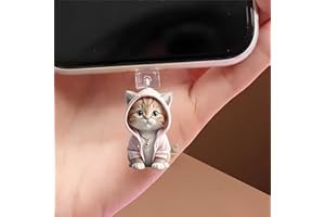 Cat in Pink Hoodie Dust Plug Acrylic Charms for electronic products,Type-C Charging Port Dust Plugs Pendant Compatible with E