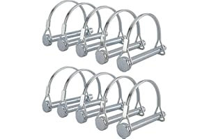 AuInn Wire Lock Pins, 1/4 Inch x 1-3/4 inch Shaft Locking Pin Heavy Duty Safety Coupler Pin Hitch Pin with Round Arch Wire Retainer for Trailers Lawn Garden(Pack of 10)