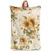 Bidesk Pastoral Elegance Sunflower Throw Blanket - Soft, Cozy, and Warm Flannel, Lightweight Fuzzy Comfort Blankets for Couch and Bed, Ideal for Travel and Outdoor Use, for Kids Adults 60"x50"