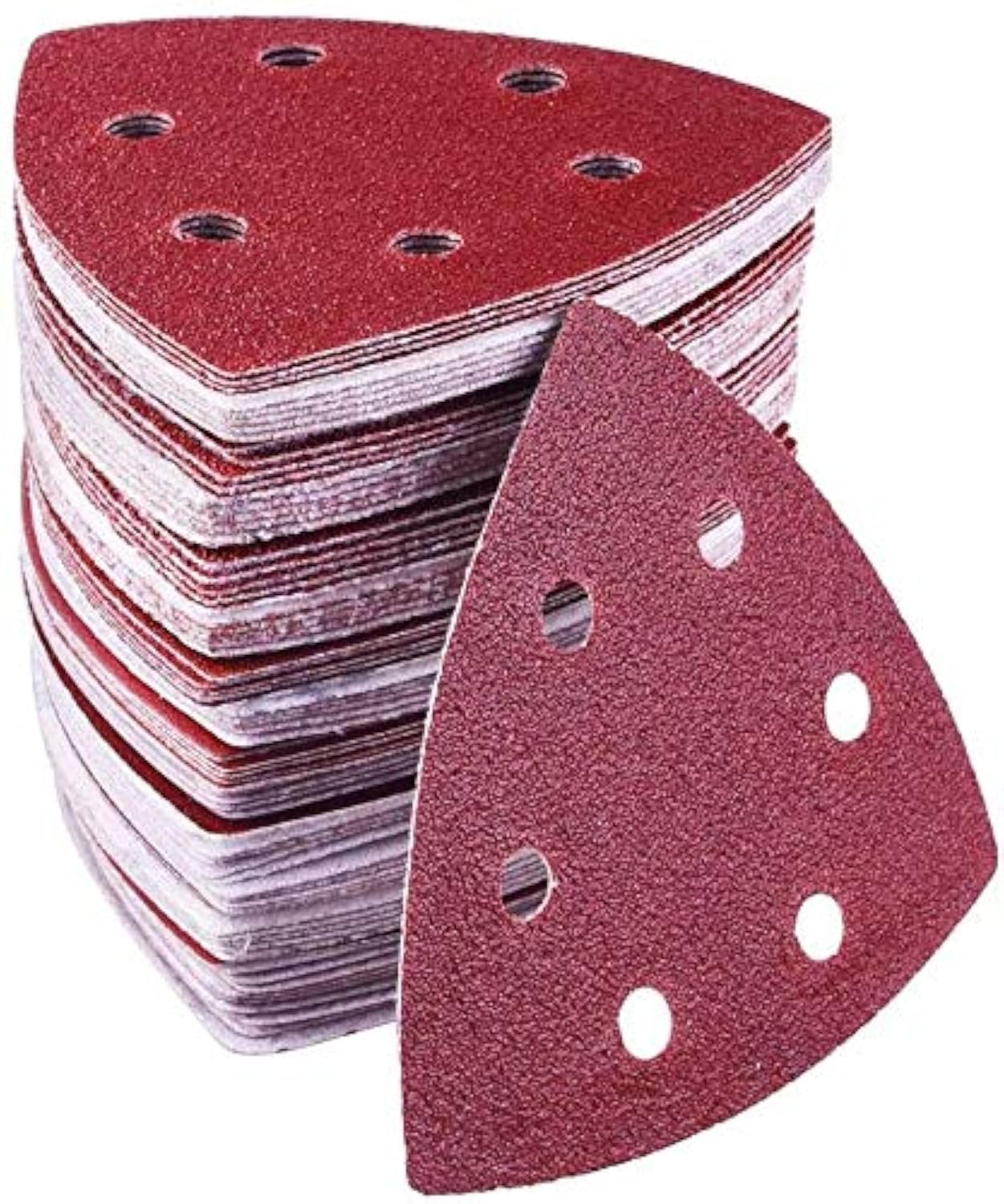 72 Pieces 6 Holes Triangle Sandpaper, Hook and Loop Sandpaper Paper Sanding Sheets Assorted 40 60 80 120 180 240 Grits for Sanding and Polishing