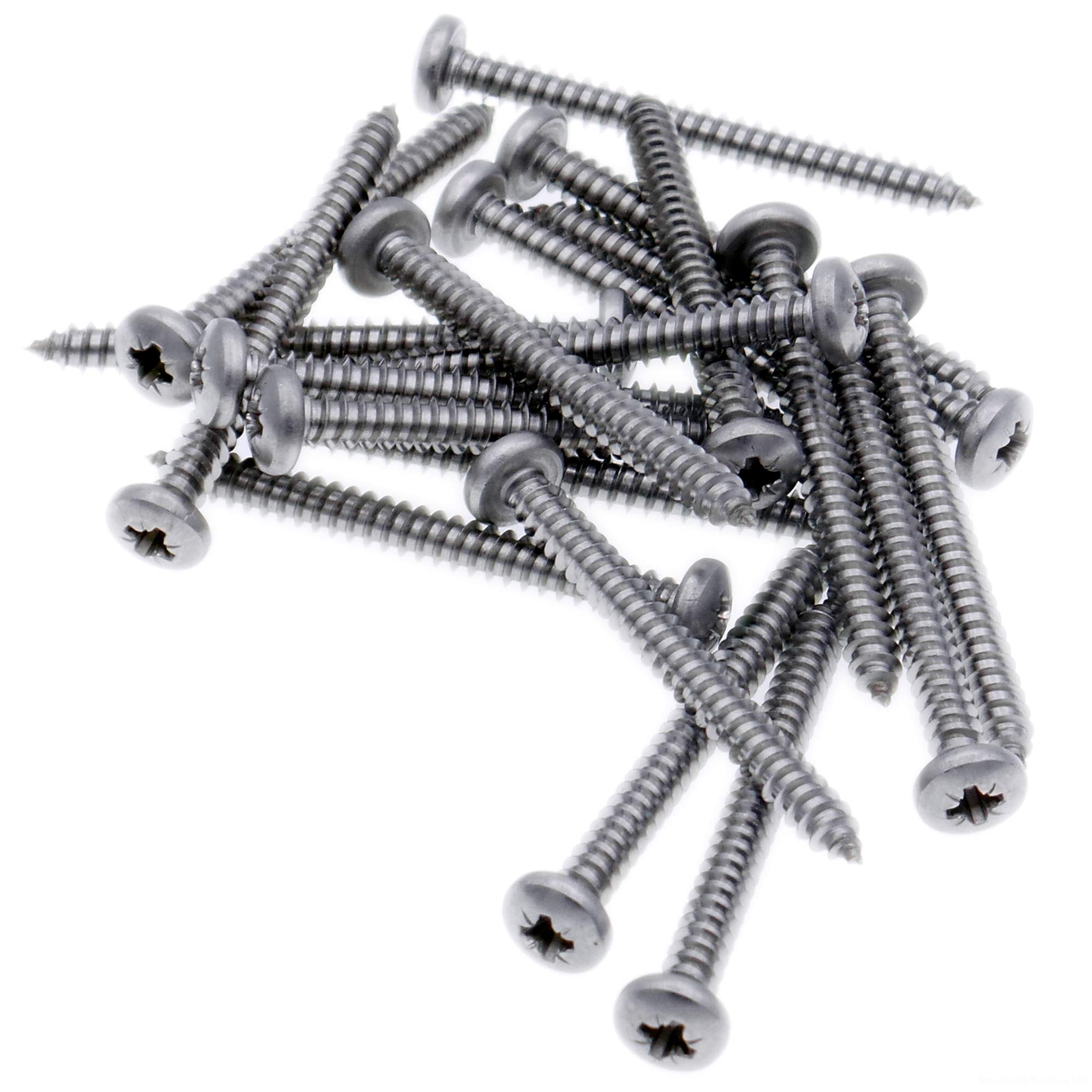 No.4 x 0.1875 (2.9mm x 4.5mm) Pozi Pan Self-Tapping Screw - Stainless Steel (A2) (Pack of 20)
