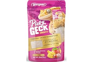 Gargeer 'Picky Geck' Growth - Premium Crested Gecko Food | High-Protein Fruit Formula for Bone & Muscle Support | No Fillers - Only Premium Ingredients | 2oz | Made in USA. Enjoy !