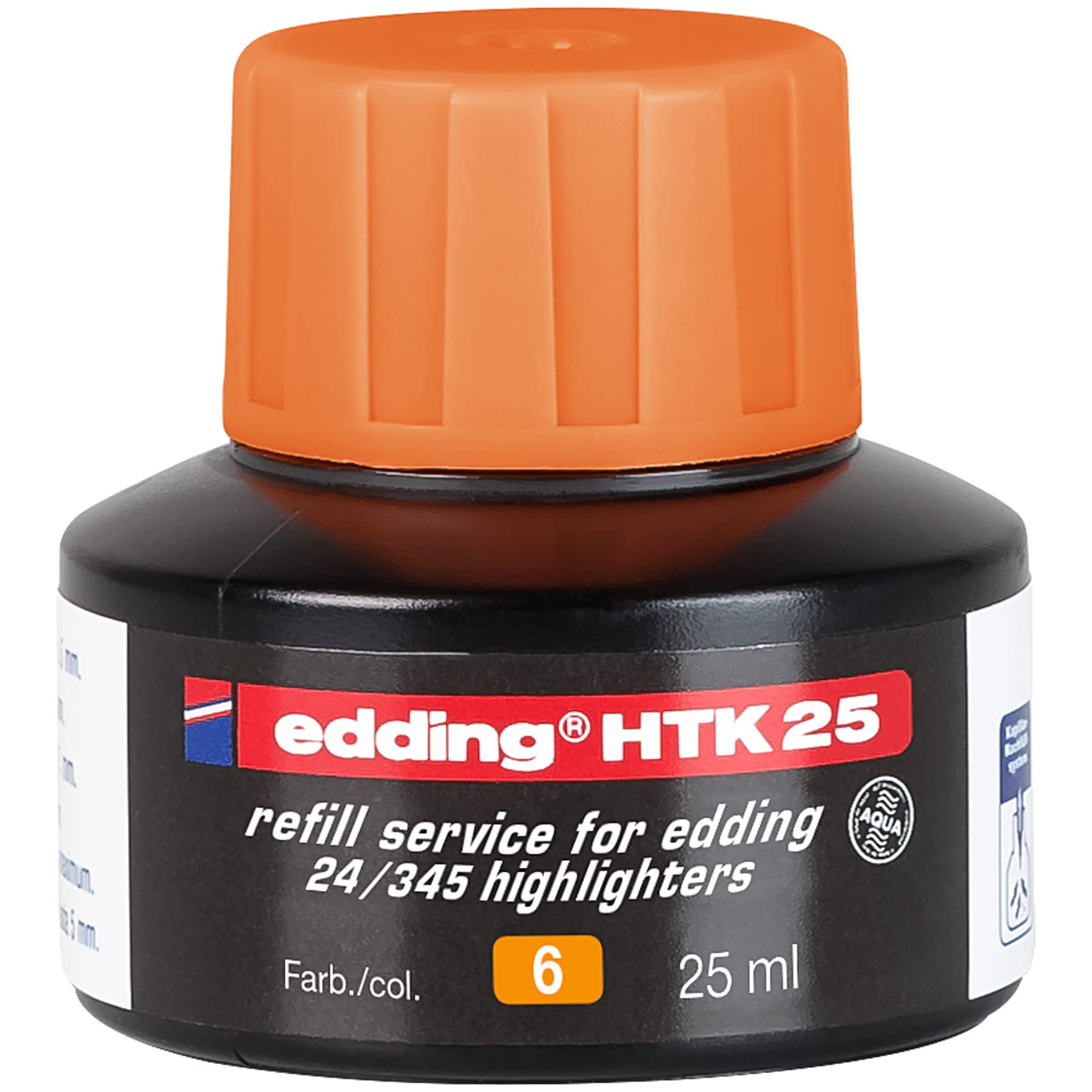 edding HTK 25 refill ink - orange - 25 ml - with capillary system, ideal for clean and uncomplicated refilling of edding highlighters e-345 and e-24