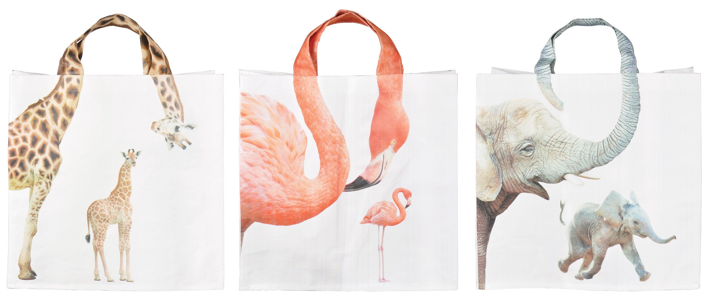 Esschert Design TP195 's Zoo, PP Fabric Polyester Shopping Tote Bag – Assortment, 39 x 14 x 39 cm
