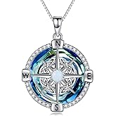 WINNICACA Valentines Day Gifts for Her Compass Necklace for Women Sterling Silver Travel Necklace Jewelry Anniversary Birthday Graduation for Wife Girlfriend Her Mother Sister