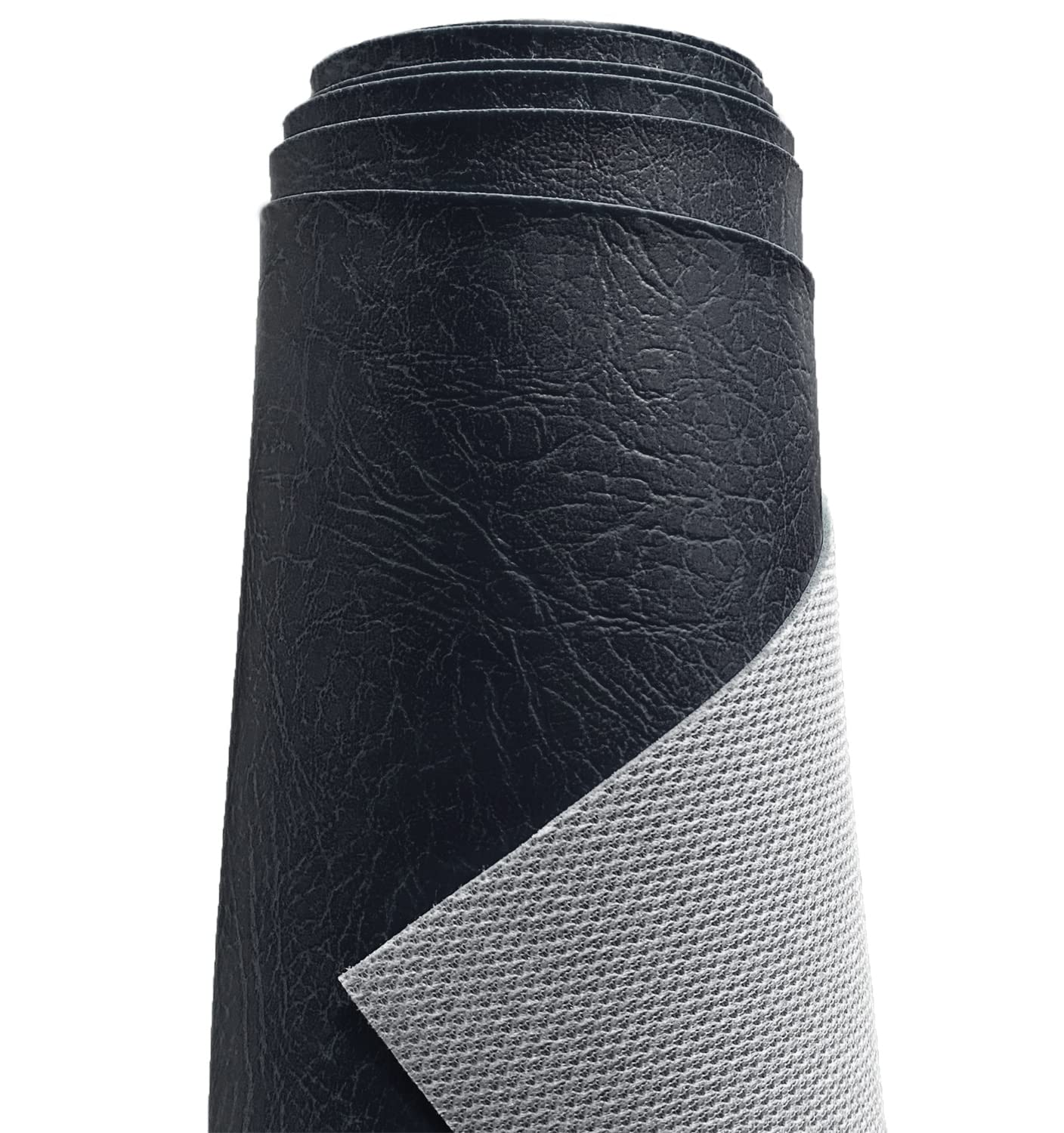 A-Express Heavy Thick Faux Leather Fabric Grained Leatherette Vinyl Leathercloth Automotive Home Decor Upholstery Material - Navy Blue Half Metre 50cm x 140cm