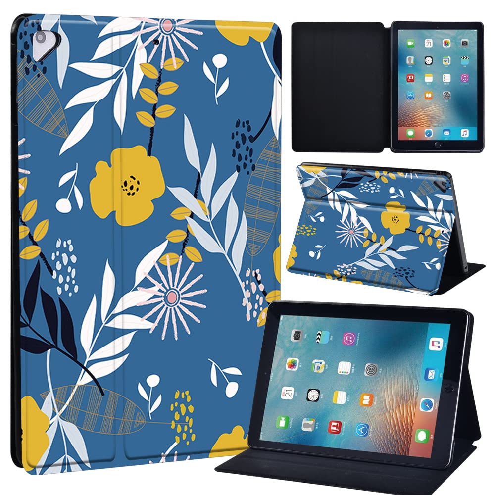 Leather slim lightweight Stand Cover Case for Apple New iPad 9.7 2018 2017(6th Gen, 5th Gen)/iPad Air 2/iPad Air/iPad Pro 9.7 Tablet with Auto Wake/Sleep (flower017)