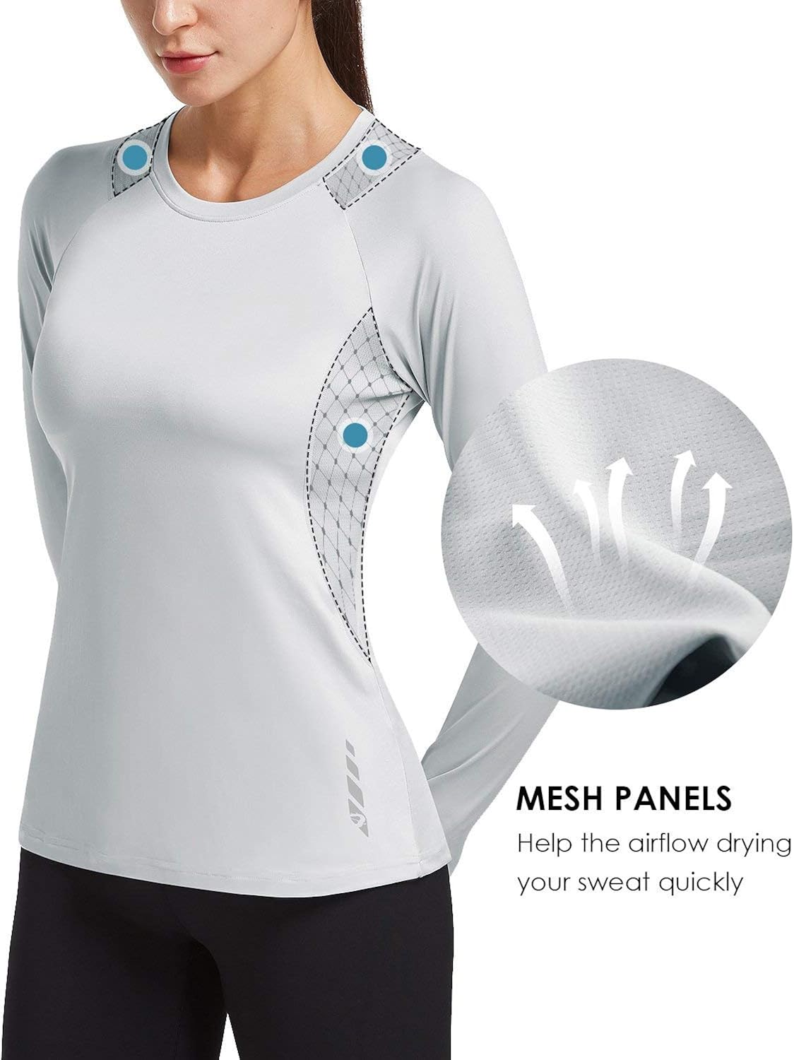 BALEAF Women's Long Sleeve Shirts SPF Sun Protection Moisture Wicking UPF 50+ Running Hiking Fishing Tops Thumbholes: Clothing