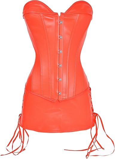 red leather corset top