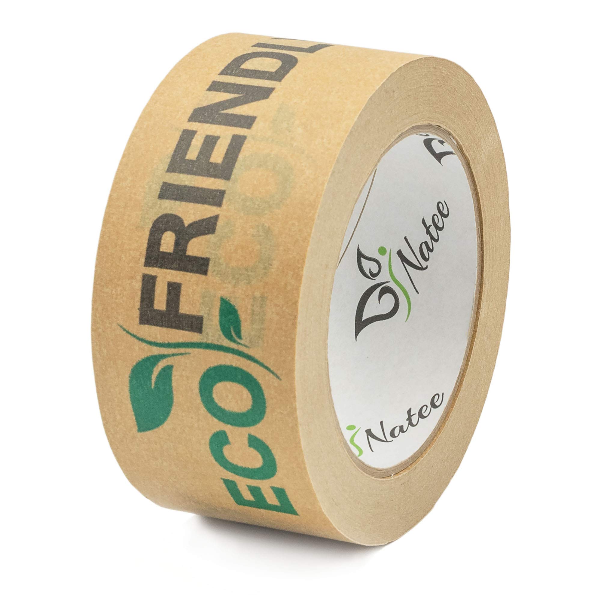 NATEE® Paper Packaging Tape | Fully Recyclable Tapes | Eco-Friendly Printed Kraft Paper for Packing Parcels and Boxes | Brown Paper Packaging for Moving House | Strong Sticky Roll 50m x 50mm | 1 Roll
