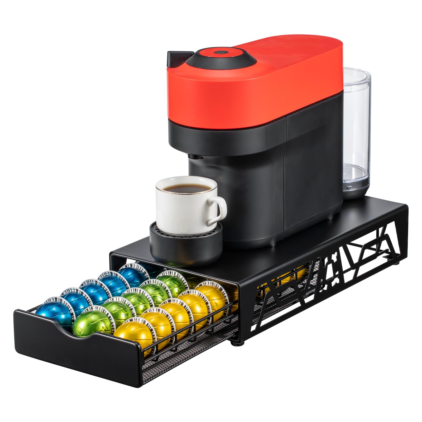 Photo 1 of ZCDCP Pod Holder - Modern Sleek Black Metal Capsule Organizer for Nespresso Pods, Stylish Coffee Machine Stand for Coffee Bar, Office or Home Kitchen(30 Pods Capacity)