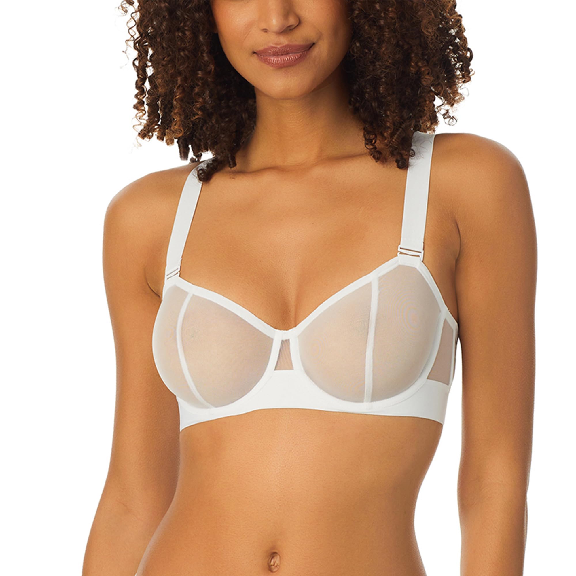 DKNY Women’s Sheers Convertible Strapless Bra, White, 34B